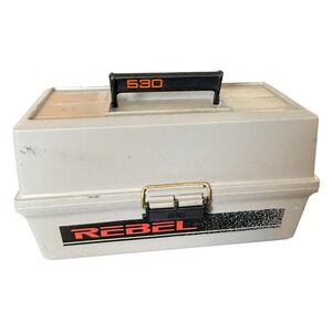 Vintage Rebel 530 Tackle Box Fishing Lure Storage Case Gray Plastic Utility Box
